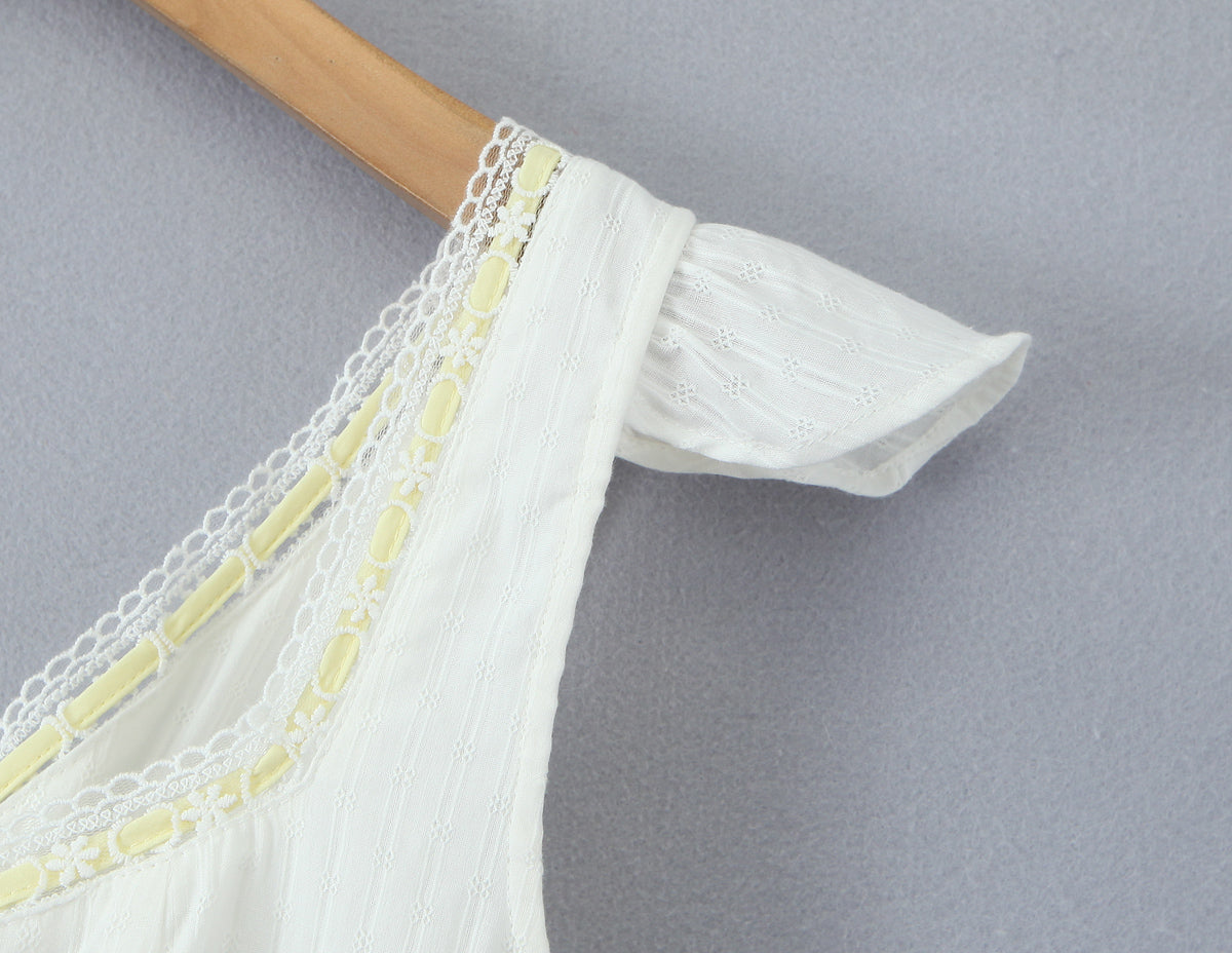 Stilla | Sommer Kvinder Franske Sexede Retro Dovne Fyrkantet Krave Bag Træk Snor Tied Slim Fit Sling Kjole