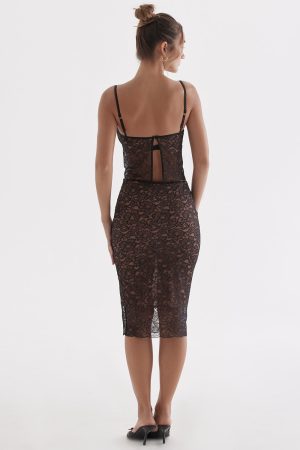 Stilla | Sort Blonde Cami Top Med Midi Nederdel