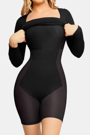 Stilla | Bae Full Size Indbygget Shapewear Square Neck Langærmet Kjole Online nu