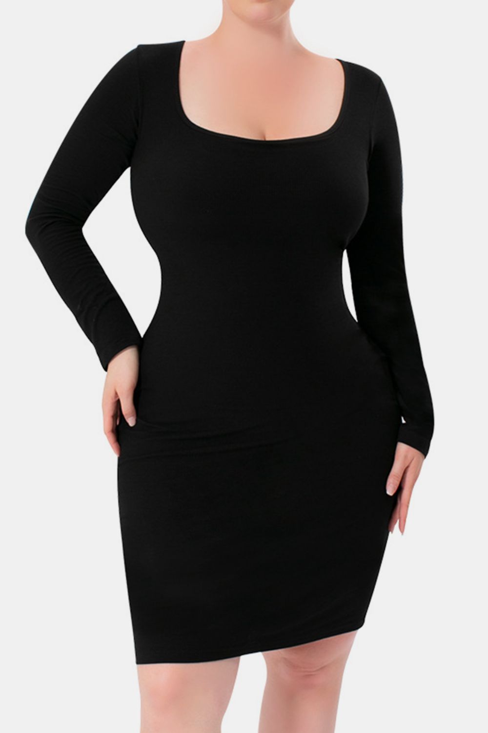 Stilla | Bae Full Size Indbygget Shapewear Square Neck Langærmet Kjole Online nu