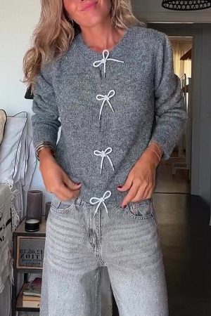 Stilla | Læssig Cardigan Med Lange Ærmer Og Strikfront Samt Paris Knote Mornings