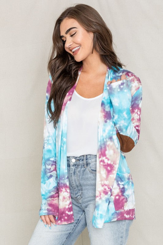 Stilla | Farvet Albue Lappe Åben Cardigan