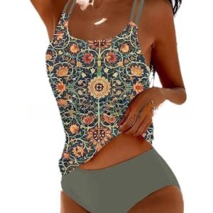 Stilla | Retro Høj Talje Bikini Med Strandtryk