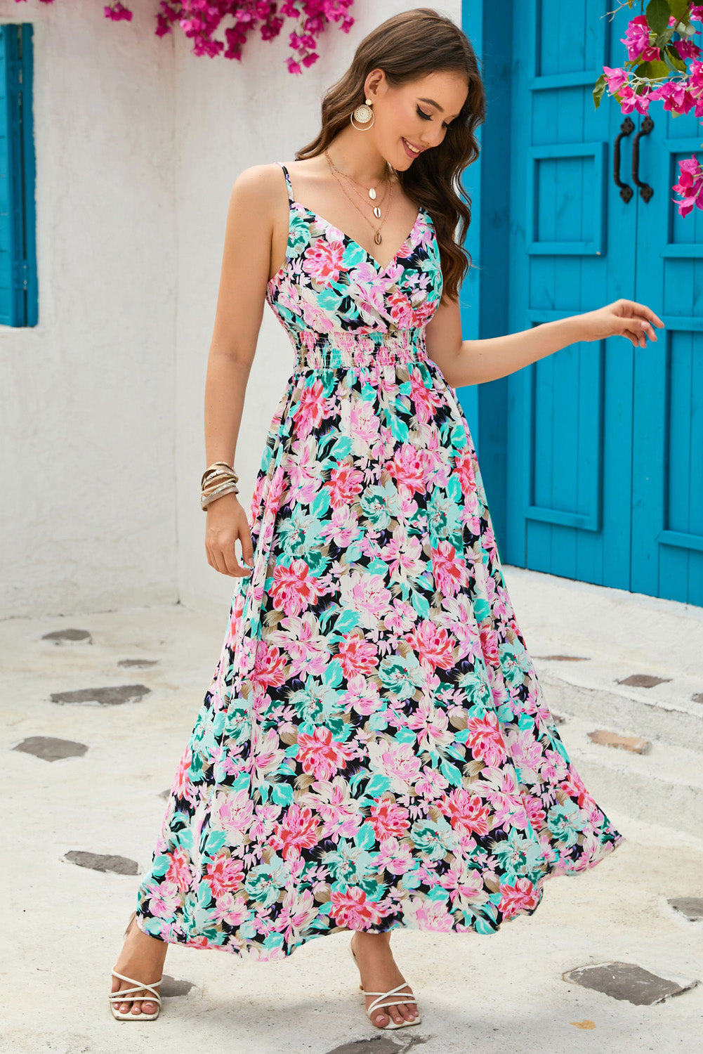 Stilla | Spaghetti Strap Surplice Neck Maxi Kjole