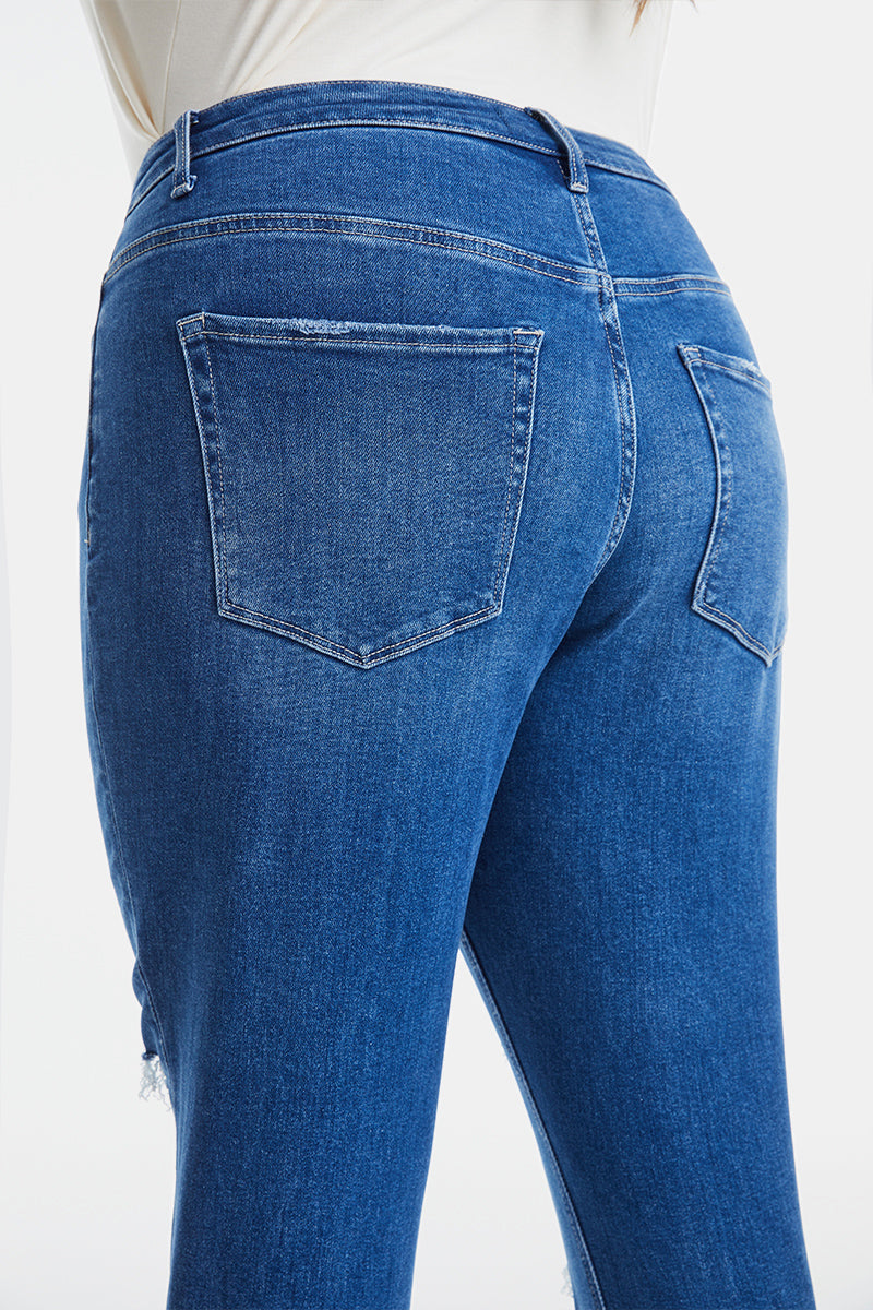 Stilla | Full Size Distressed High Waist Mom Jeans