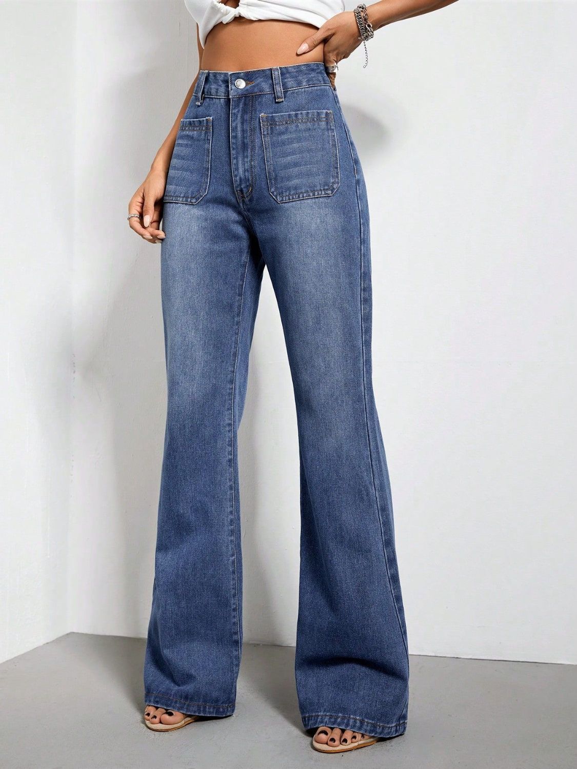 Stilla | Talje Bootcut Jeans med Lommer Online