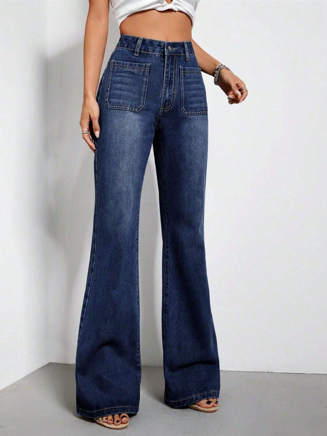 Stilla | Talje Bootcut Jeans med Lommer Online