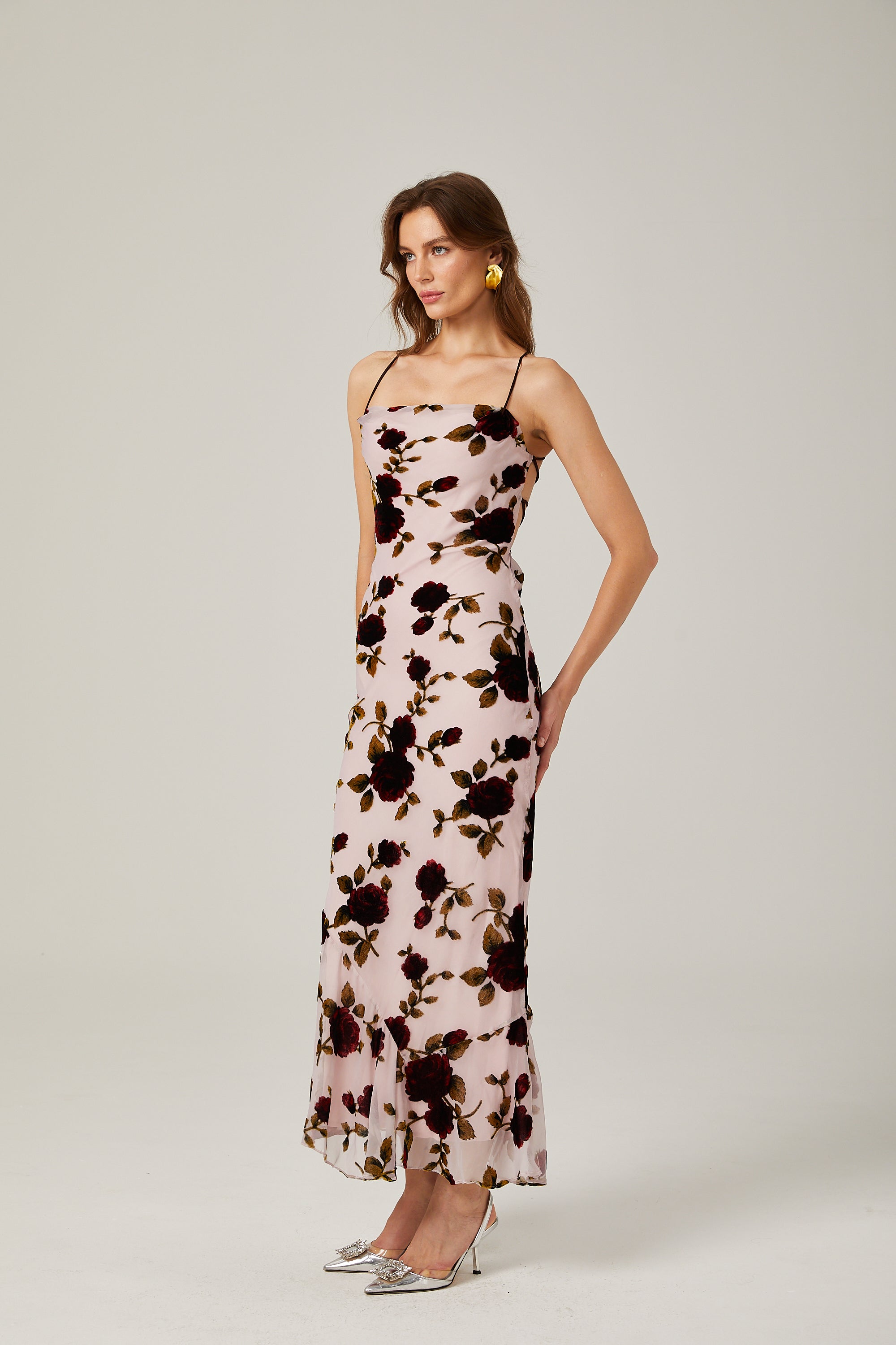 Stilla | Blomster Scoop Back Maxi Kjole