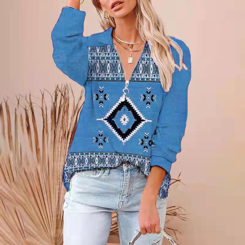 Stilla | Zip up Langærmet Krave Pullover Top Rabat