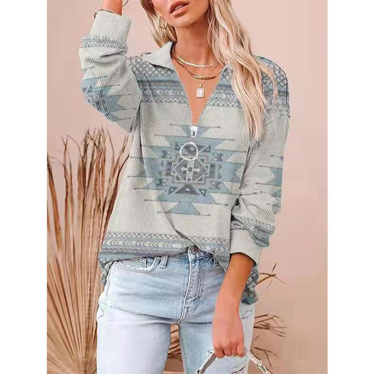 Stilla | Zip up Langærmet Krave Pullover Top Rabat