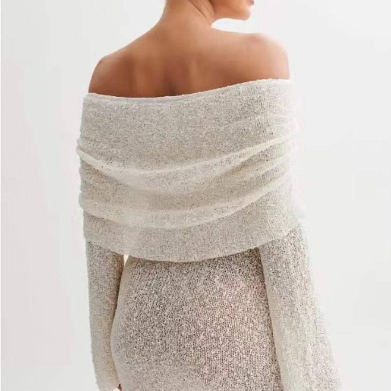 Stilla | Langærmet Off Shoulder Kjole Med Udsnit Og Kort Nederdel Mode