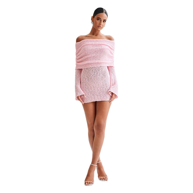 Stilla | Langærmet Off Shoulder Kjole Med Udsnit Og Kort Nederdel Mode