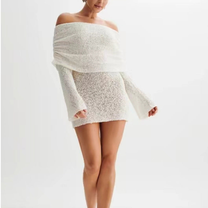 Stilla | Langærmet Off Shoulder Kjole Med Udsnit Og Kort Nederdel Mode