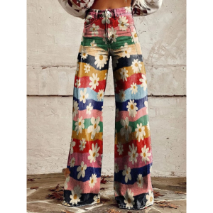 Stilla | Retro Blomstervidde Bukser Hot på udsalg