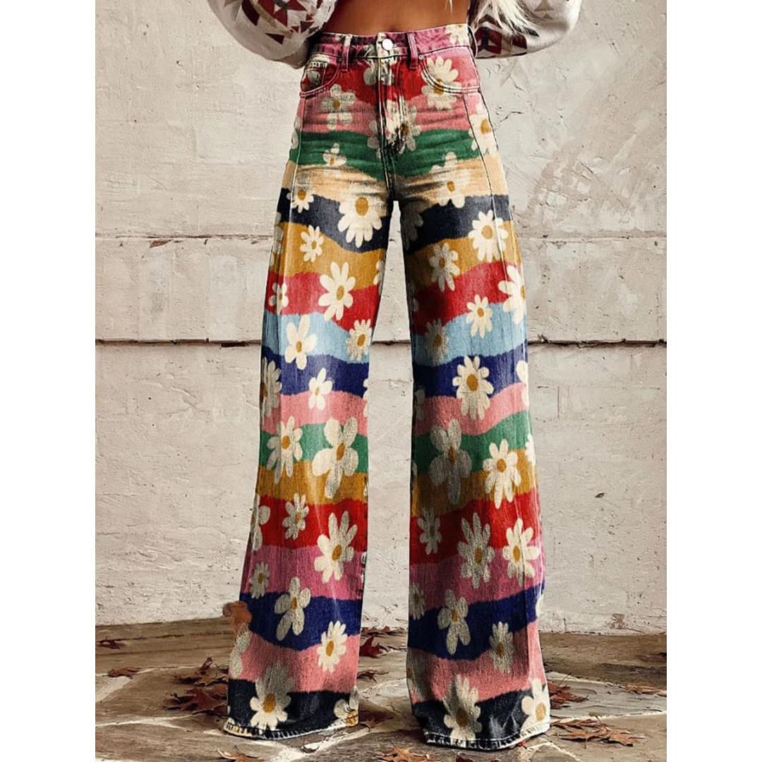 Stilla | Retro Blomstervidde Bukser Hot på udsalg