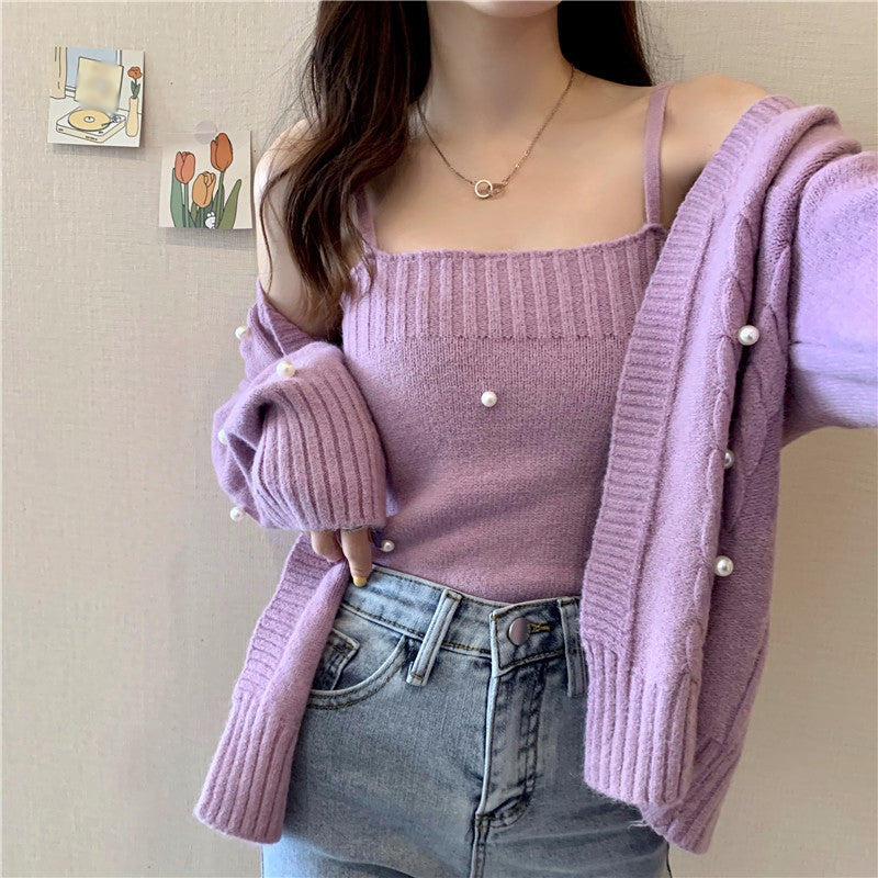 Stilla | Enfarvet Pullover Frakke Strik Cami Top Online Hot Salg