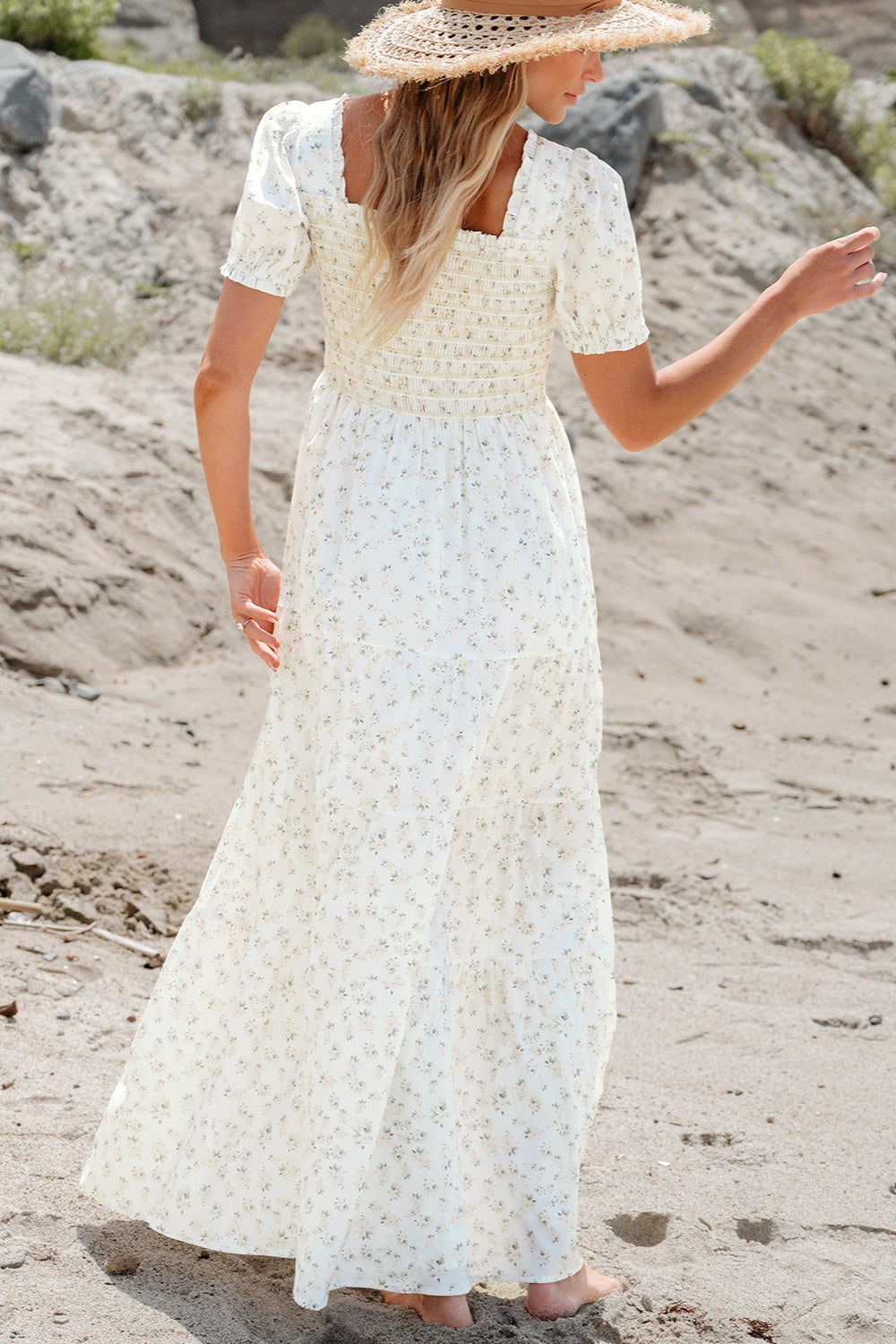 Stilla | Printed Square Neck Short Sleeve Dress