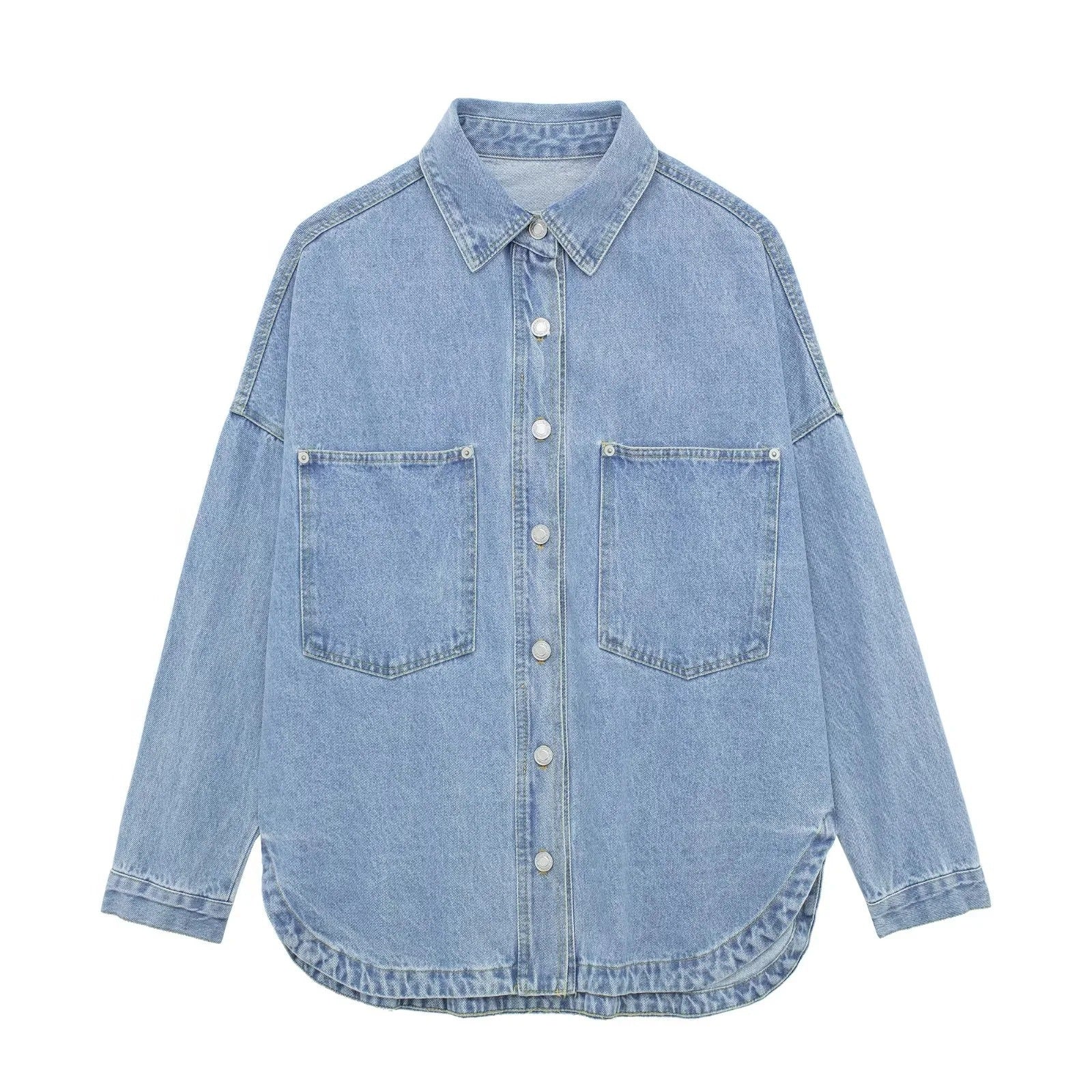 Stilla | Denim-jakke med revers langærmet denimjakke Hot på udsalg