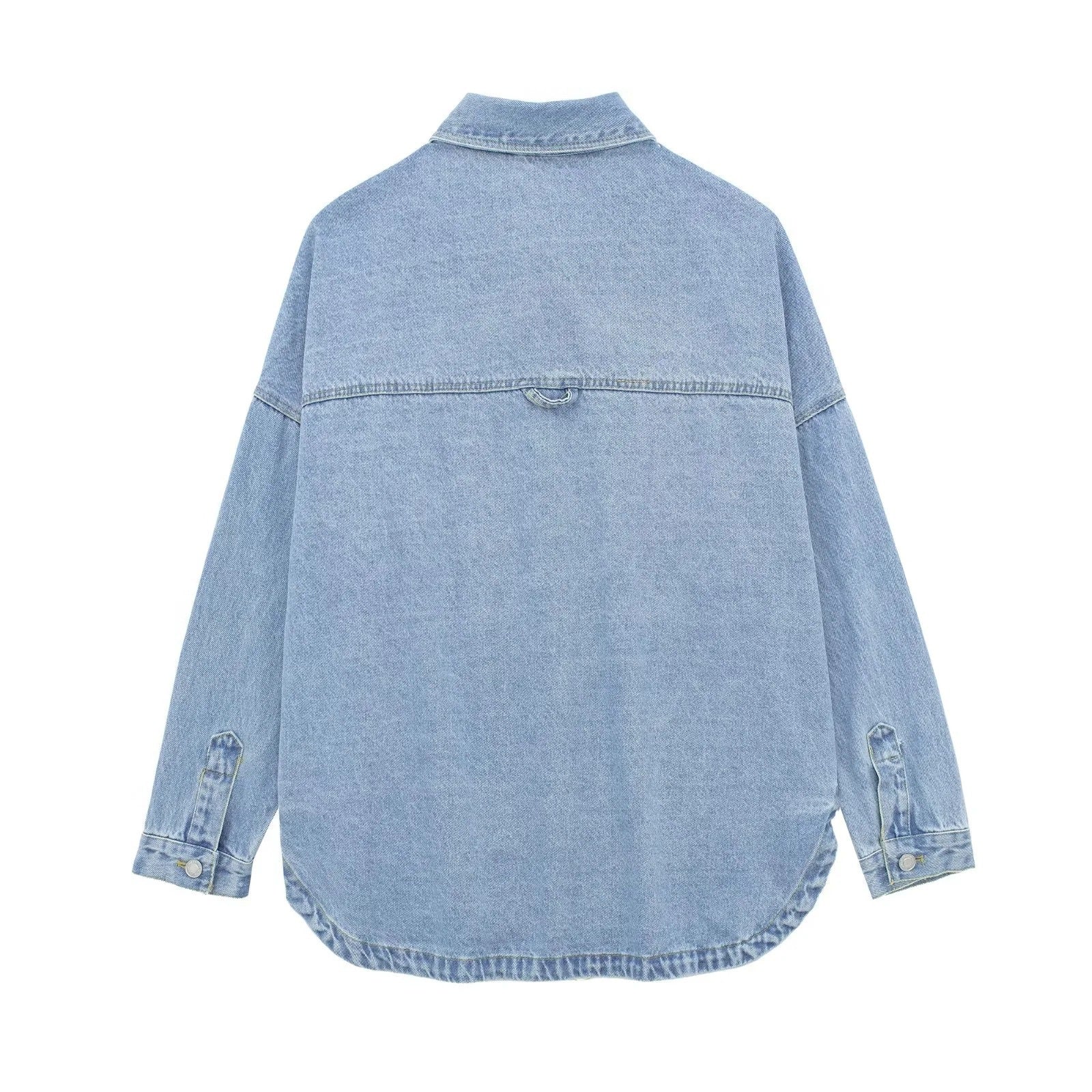 Stilla | Denim-jakke med revers langærmet denimjakke Hot på udsalg