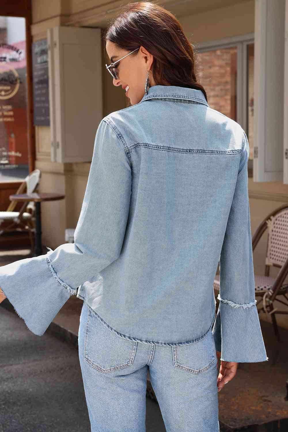 Stilla | Front Flare Sleeve Denim Top Mode