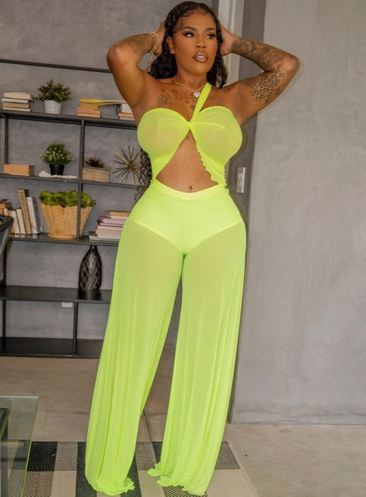 Stilla | Mesh Halterneck Crop Top Og Bukser Sæt på udsalg