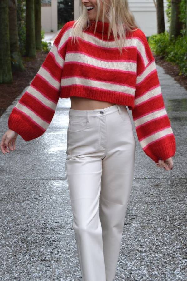Stilla | Fashionabel Stribet Oversize-rullekravepullover Med Lange Ærmer Hot på udsalg
