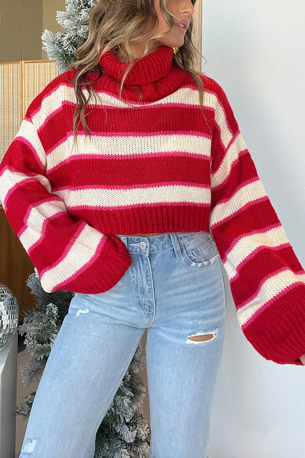 Stilla | Fashionabel Stribet Oversize-rullekravepullover Med Lange Ærmer Hot på udsalg