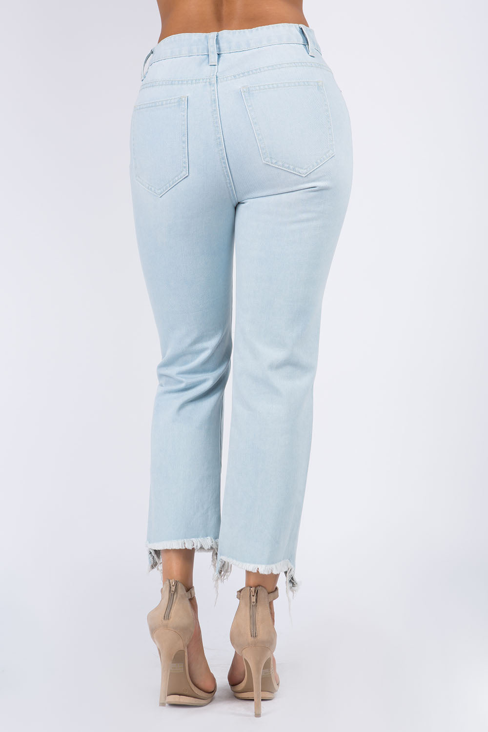 Stilla | Bazi Høj Talje Distressed Raw Hem Jeans