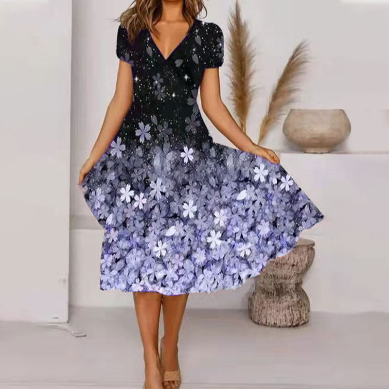 stilla-elegant-floral-print-mode-a-linjeet-kjole_1.jpg Stilla | Elegant Floral Print Mode A-linjeet Kjole