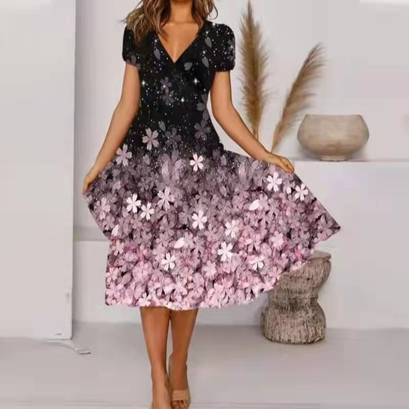 stilla-elegant-floral-print-mode-a-linjeet-kjole_2.jpg Stilla | Elegant Floral Print Mode A-linjeet Kjole