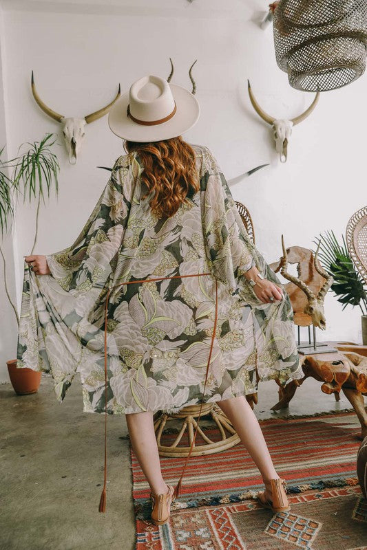 Stilla | Kimono M/ Suede Bindebælte Levere