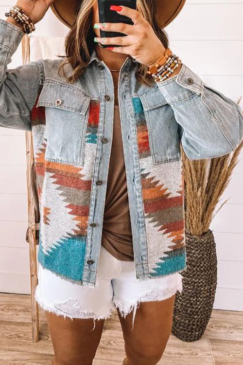 Stilla | Smokey Mountain Aztec Denim Jakke