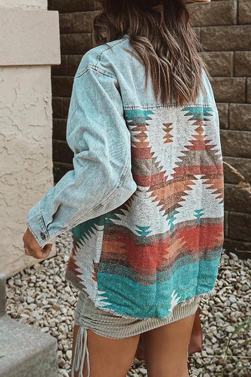 Stilla | Smokey Mountain Aztec Denim Jakke