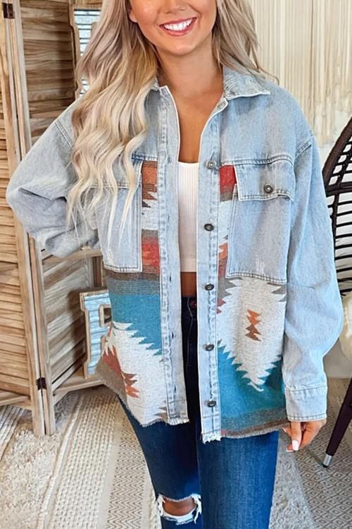 Stilla | Smokey Mountain Aztec Denim Jakke