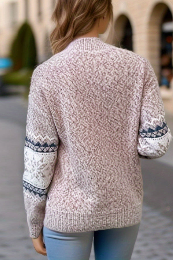 Stilla | Lækker julesweater med rullekrave og snefnugmønster Online Hot Salg