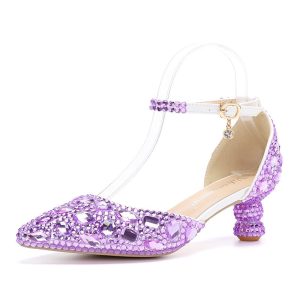 Stilla | Lavtil Toppen Sommer Ny Blå Farve Spids Kalebas Hæl Rhinestone Multi Farve Mode Bryllups Banket Kvinders Sko Online Hot Salg