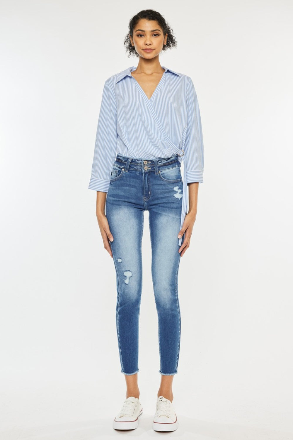 Stilla | Distressed Raw Hem Høj Talje Jeans