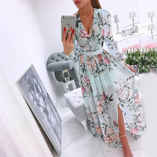Stilla | Langærmet Vintage Maxi Kjole Online salg