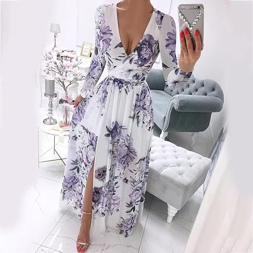 Stilla | Langærmet Vintage Maxi Kjole Online salg