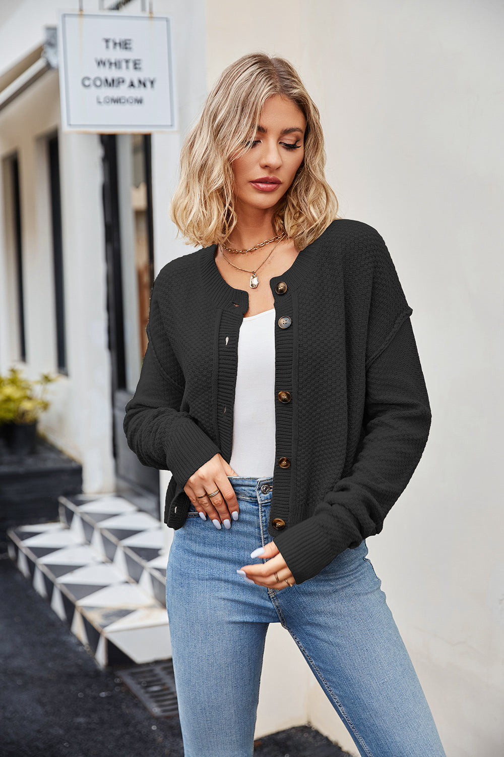 Stilla | Ned Exposed Seam Cardigan Online nu