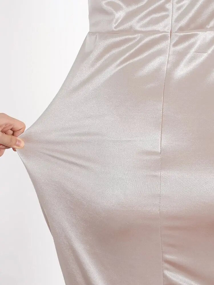 Stilla | Satin Tank Square Hals Uden Ærmer Maxikjoler Rabat