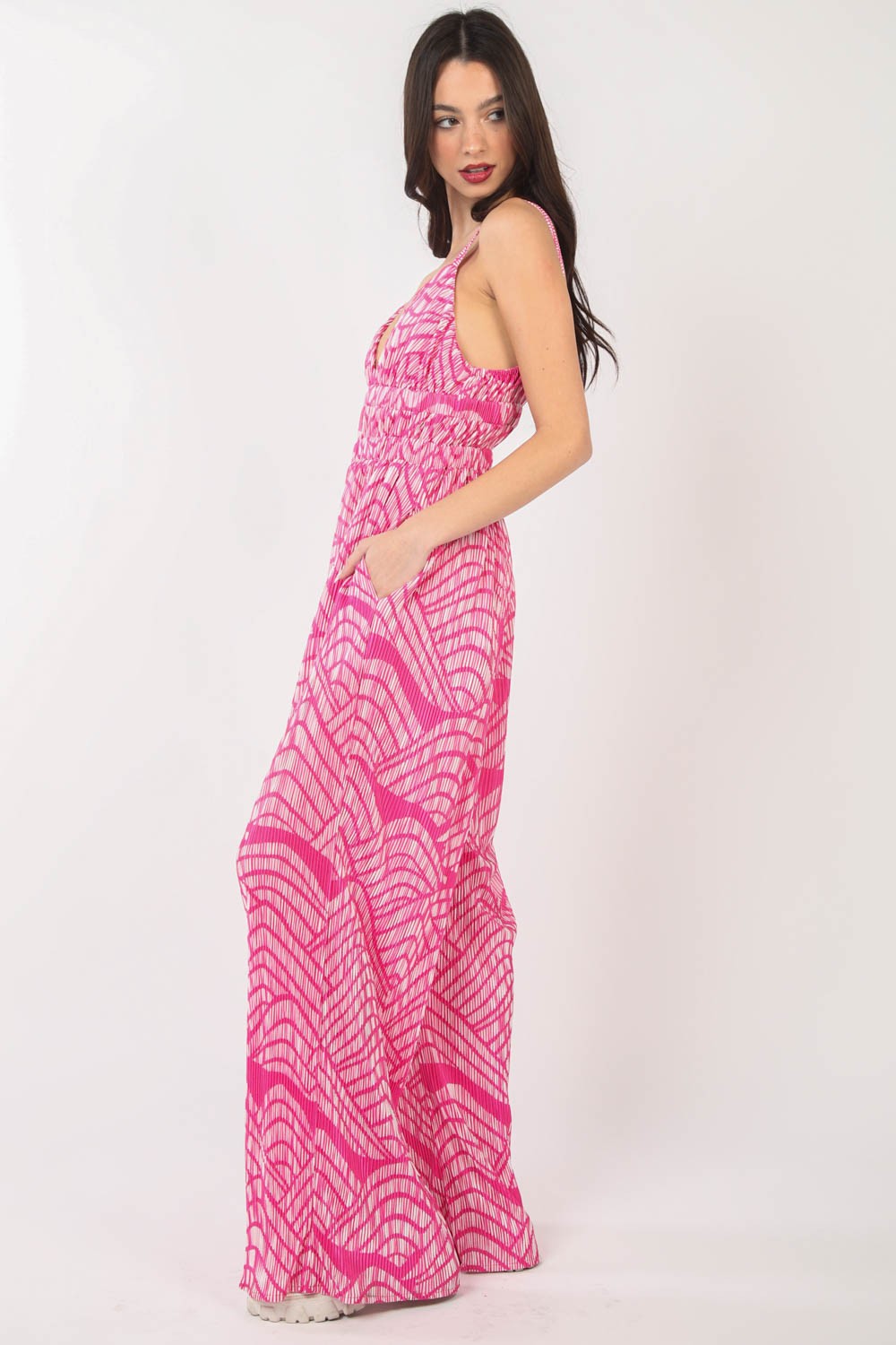 Stilla | J Printed Plisseret Uden Ærmer Bred Ben Jumpsuit
