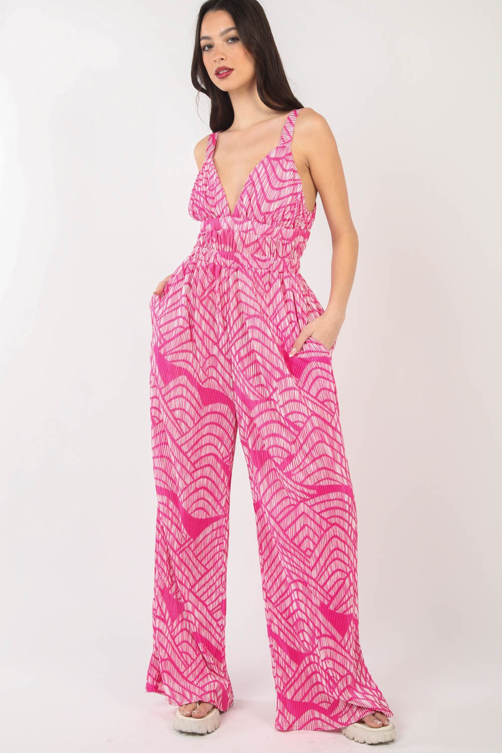 Stilla | J Printed Plisseret Uden Ærmer Bred Ben Jumpsuit