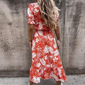 Stilla | Kjole Med Blomsterprint Kjole Med V Udsnit Og Slids I Siden Udsalg