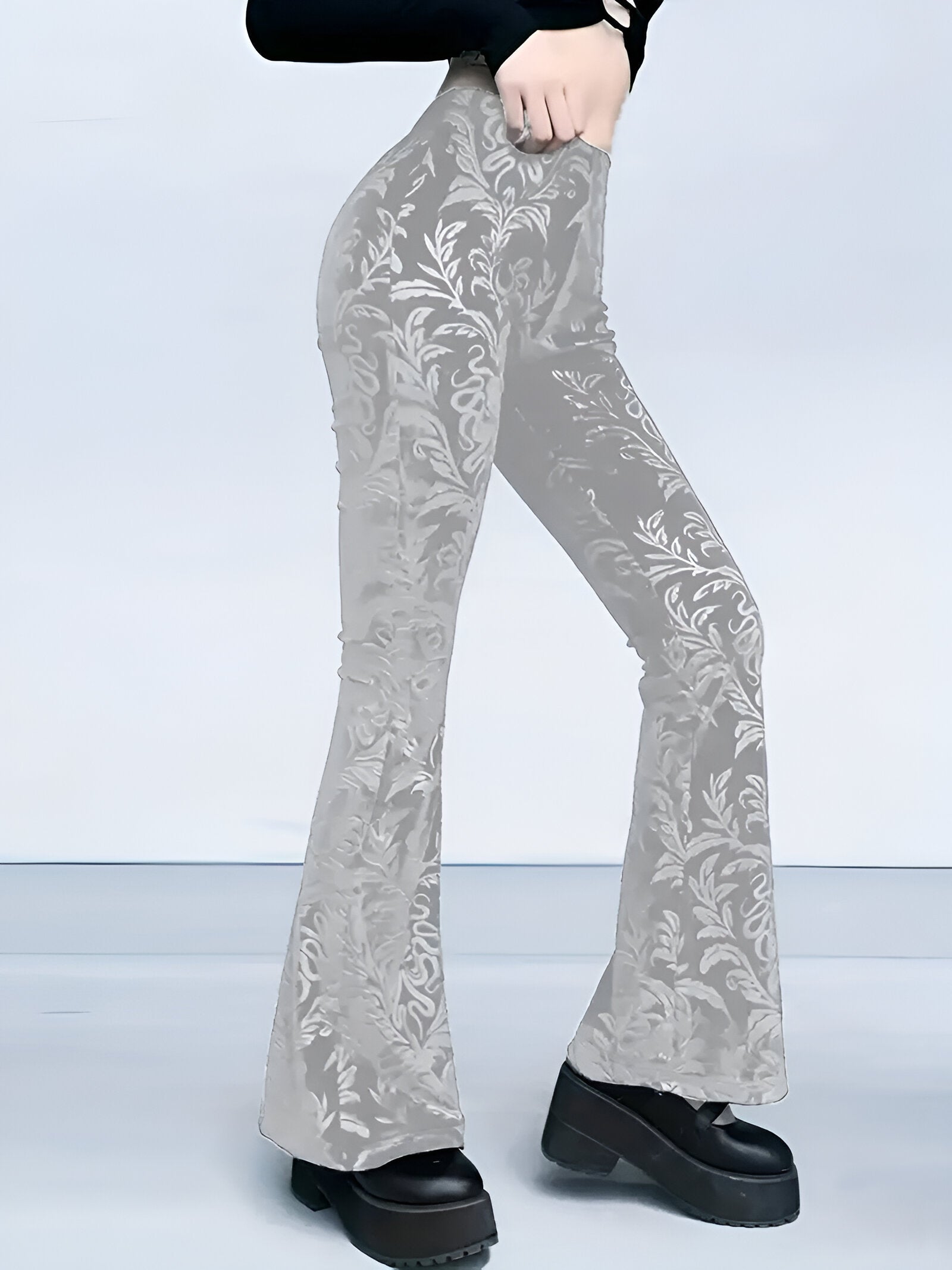 Stilla | Elegant Gothic Floral Flared Pants