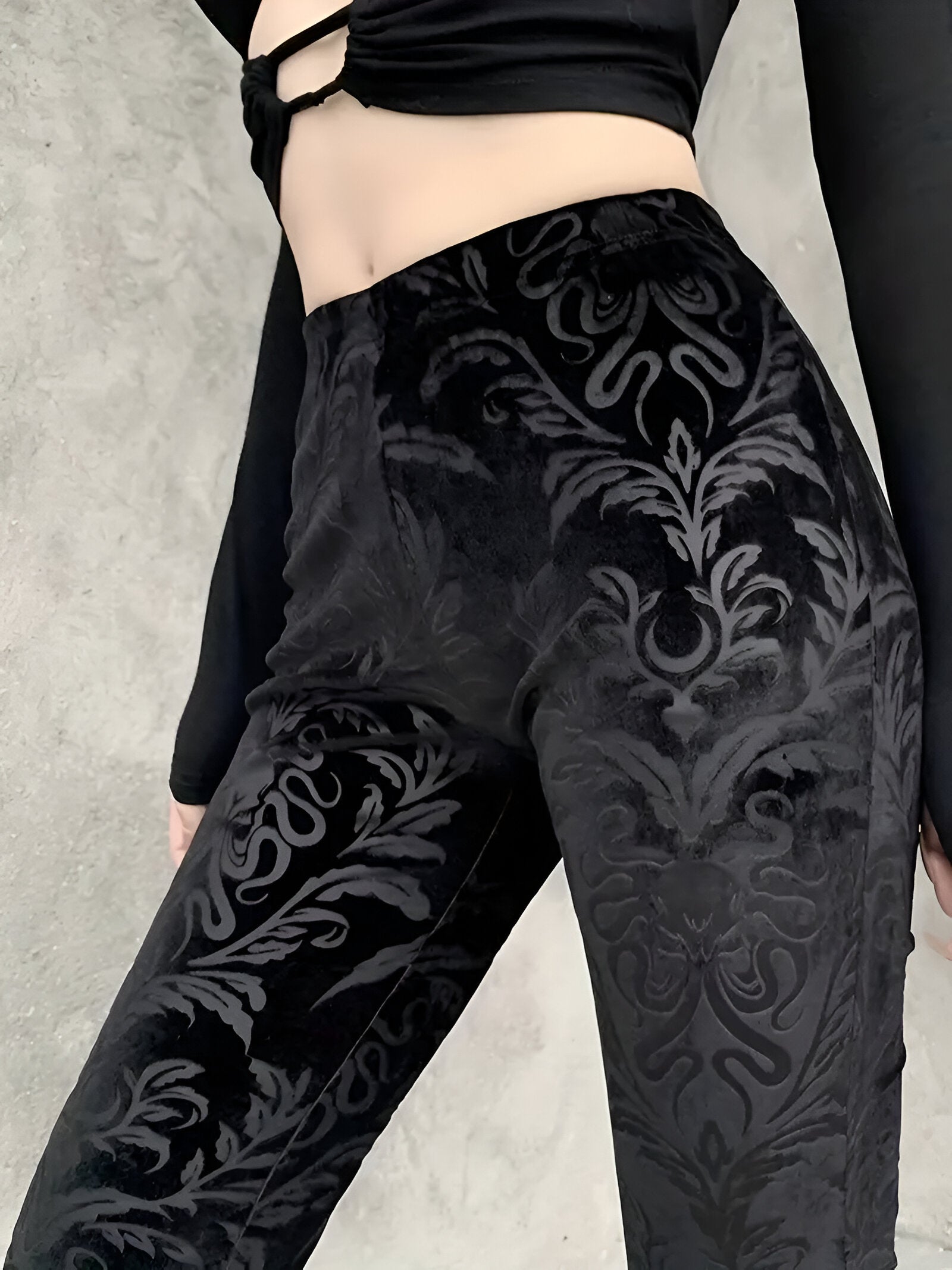 Stilla | Elegant Gothic Floral Flared Pants