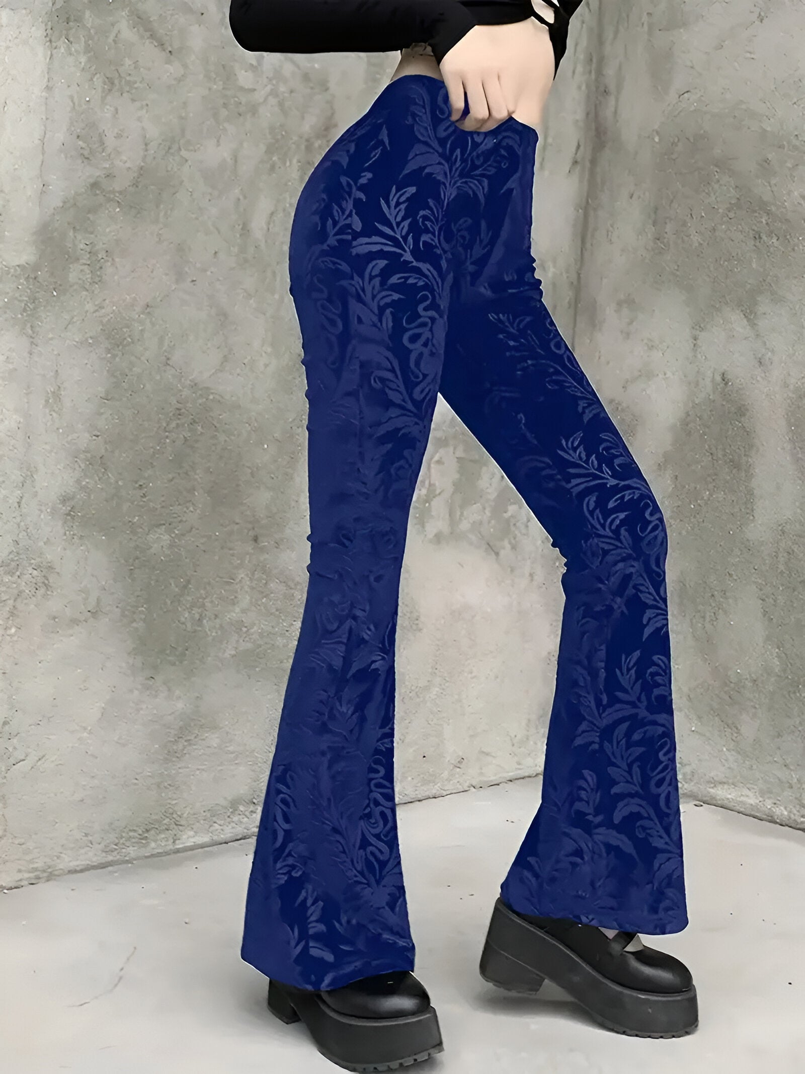 Stilla | Elegant Gothic Floral Flared Pants