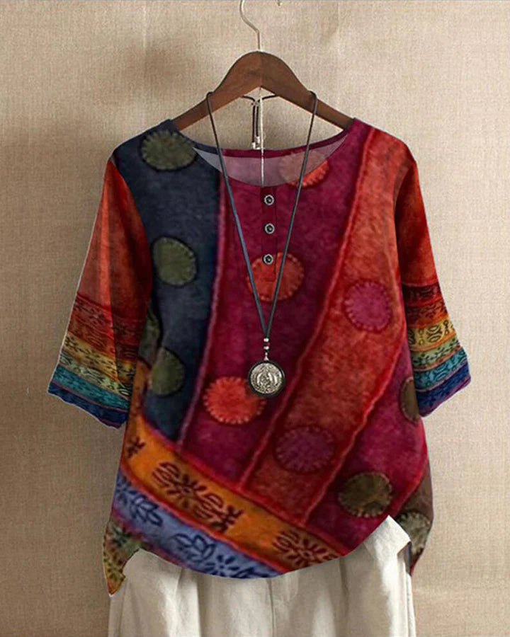 Stilla | Farverig Vintage-Inspireret Bluse Løst Fit Komfortabel og Unik