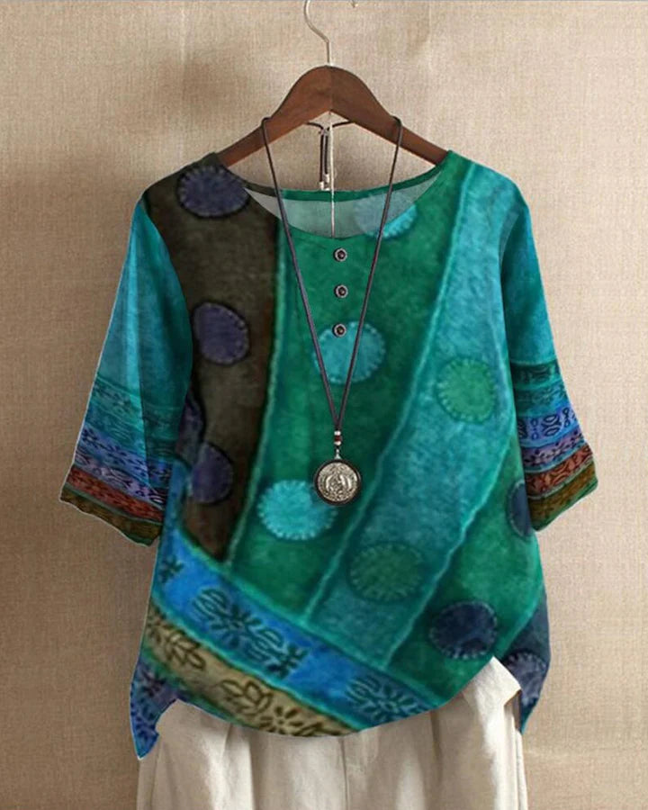 Stilla | Farverig Vintage-Inspireret Bluse Løst Fit Komfortabel og Unik