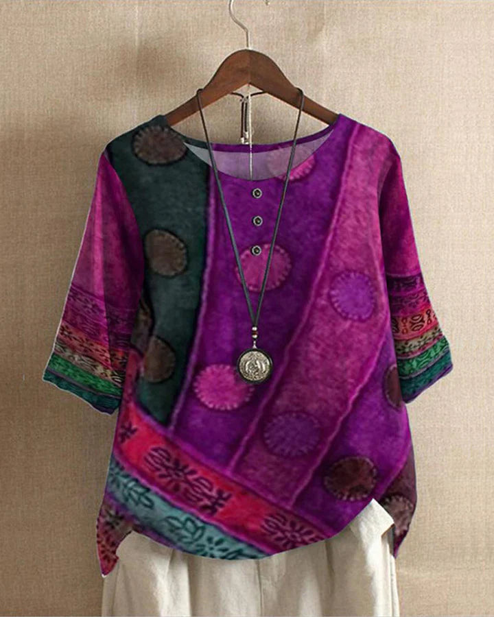 Stilla | Farverig Vintage-Inspireret Bluse Løst Fit Komfortabel og Unik